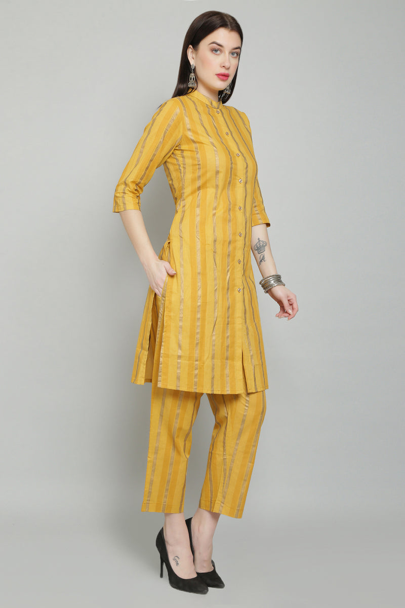 Buy Aurelia Yellow Knitted Acrylic Plus Size Winter Kurta with Belt (Set of  2) online